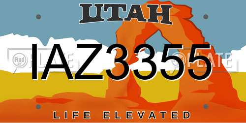 IAZ3355 Utah License Plate