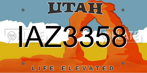 IAZ3358 Utah License Plate