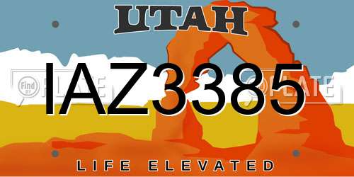 IAZ3385 Utah License Plate