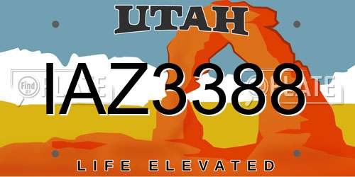 IAZ3388 Utah License Plate