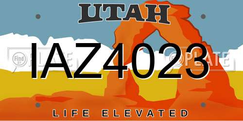 IAZ4023 Utah License Plate