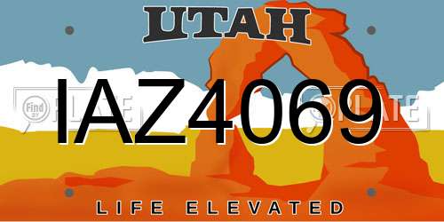 IAZ4069 Utah License Plate