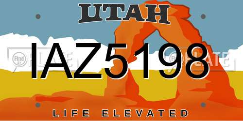 IAZ5198 Utah License Plate