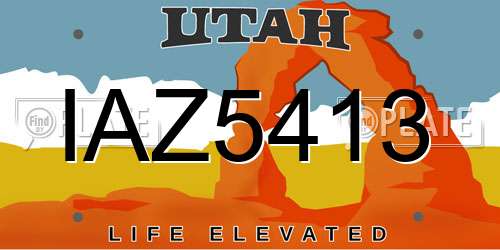 IAZ5413 Utah License Plate