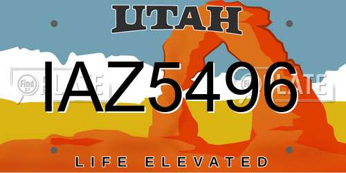 IAZ5496 Utah License Plate
