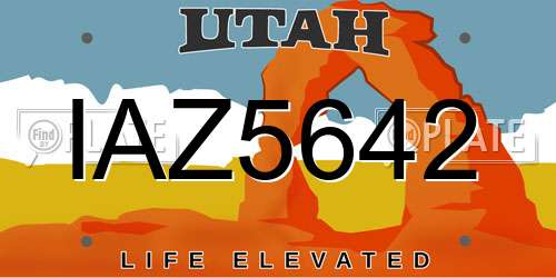 IAZ5642 Utah License Plate