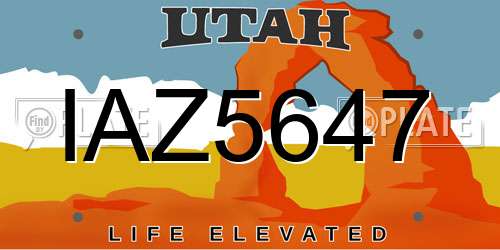 IAZ5647 Utah License Plate