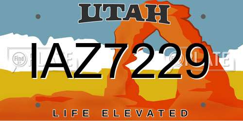 IAZ7229 Utah License Plate