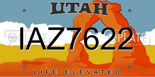 IAZ7622 Utah License Plate