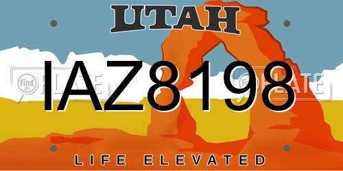 IAZ8198 Utah License Plate