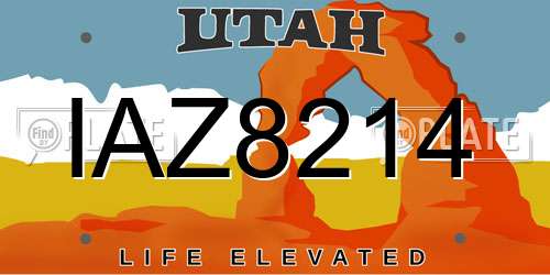 IAZ8214 Utah License Plate