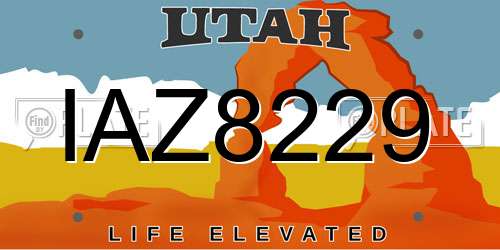 IAZ8229 Utah License Plate