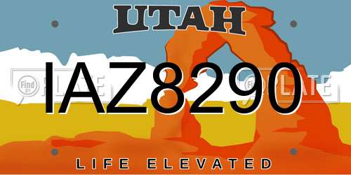 IAZ8290 Utah License Plate