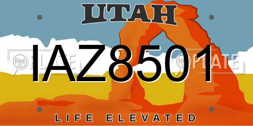 IAZ8501 Utah License Plate