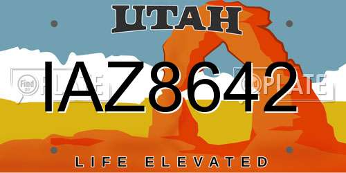 IAZ8642 Utah License Plate