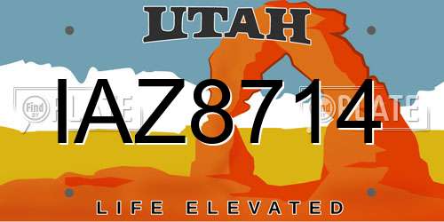 IAZ8714 Utah License Plate