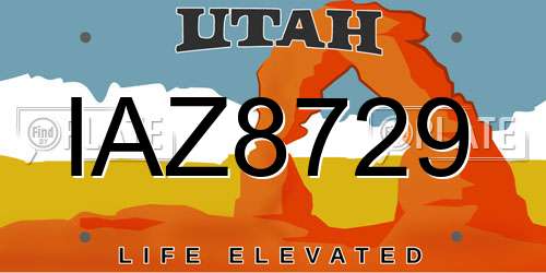 IAZ8729 Utah License Plate