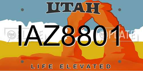 IAZ8801 Utah License Plate