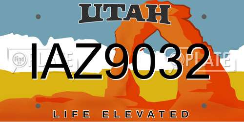 IAZ9032 Utah License Plate