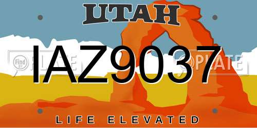 IAZ9037 Utah License Plate