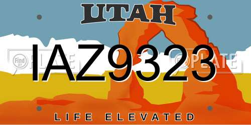 IAZ9323 Utah License Plate