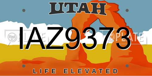 IAZ9373 Utah License Plate