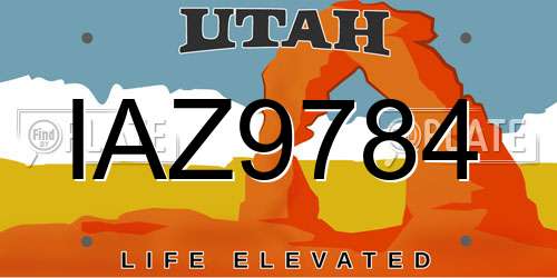 IAZ9784 Utah License Plate
