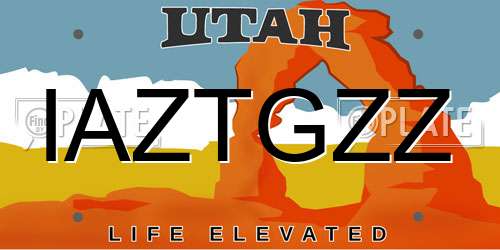 IAZTGZZ Utah License Plate