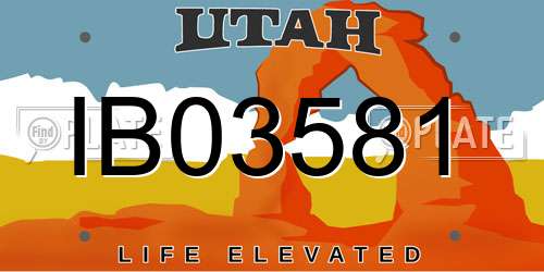IB03581 Utah License Plate