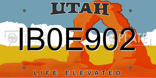 IB0E902 Utah License Plate