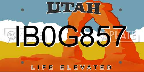 IB0G857 Utah License Plate