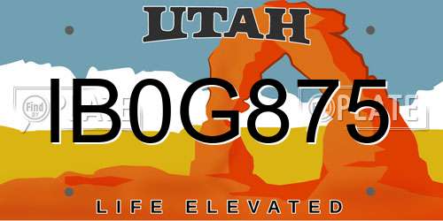 IB0G875 Utah License Plate