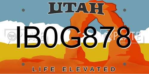 IB0G878 Utah License Plate