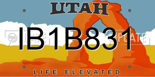 IB1B831 Utah License Plate