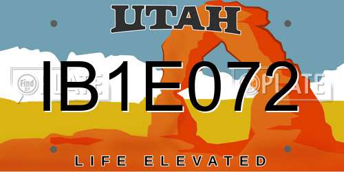 IB1E072 Utah License Plate