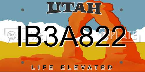 IB3A822 Utah License Plate
