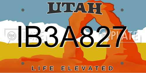 IB3A827 Utah License Plate