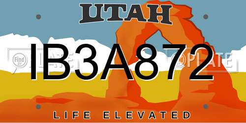 IB3A872 Utah License Plate