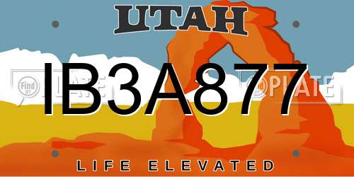 IB3A877 Utah License Plate