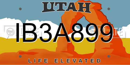 IB3A899 Utah License Plate