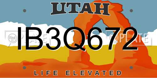 IB3Q672 Utah License Plate