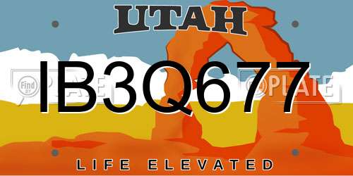 IB3Q677 Utah License Plate