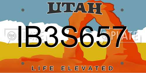 IB3S657 Utah License Plate