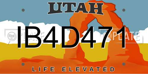 IB4D471 Utah License Plate