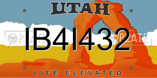 IB4I432 Utah License Plate