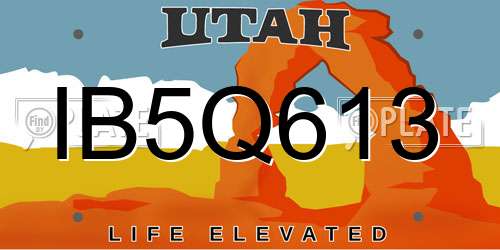 IB5Q613 Utah License Plate