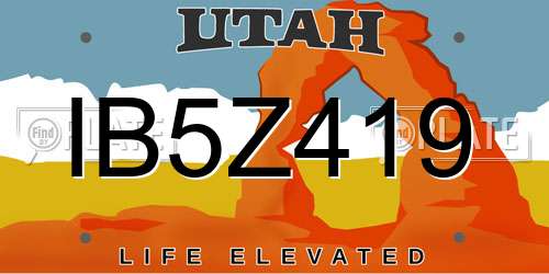 IB5Z419 Utah License Plate