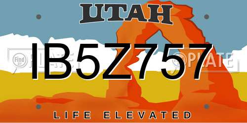 IB5Z757 Utah License Plate