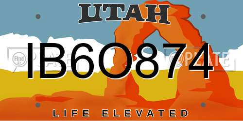 IB6O874 Utah License Plate