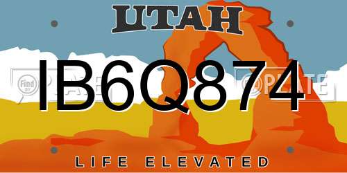 IB6Q874 Utah License Plate
